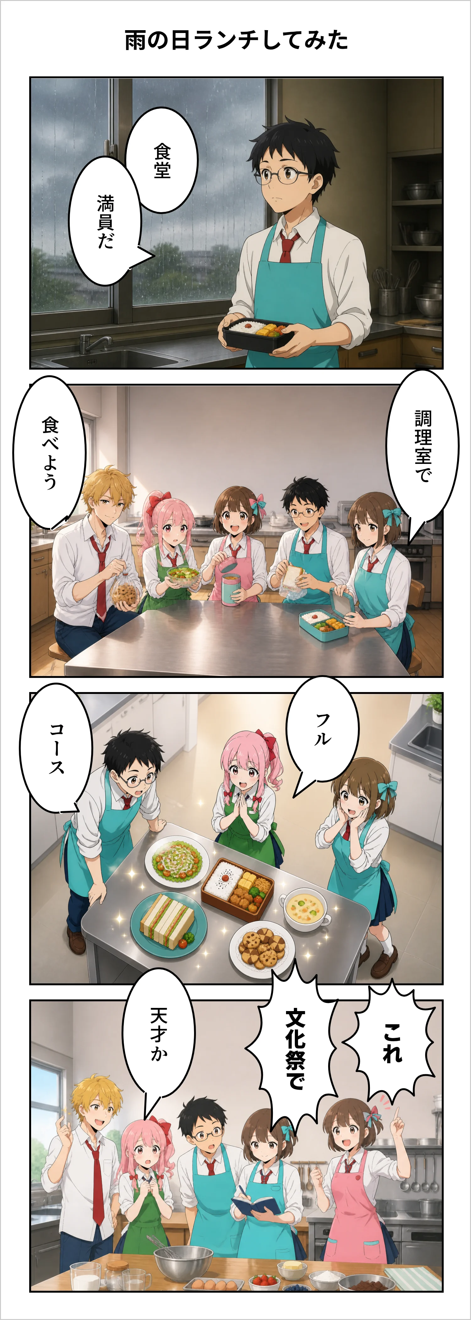 【4コマ】第79話: 雨の日ランチしてみた