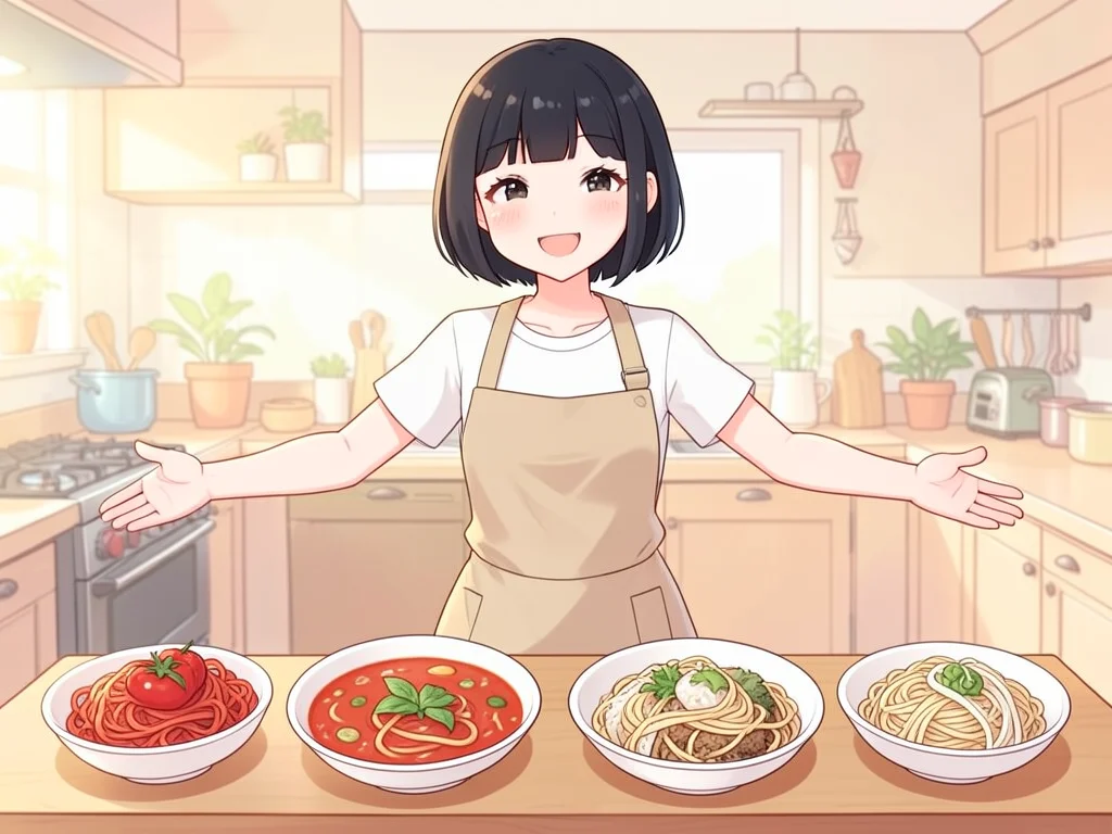 4種の料理を前に達成感