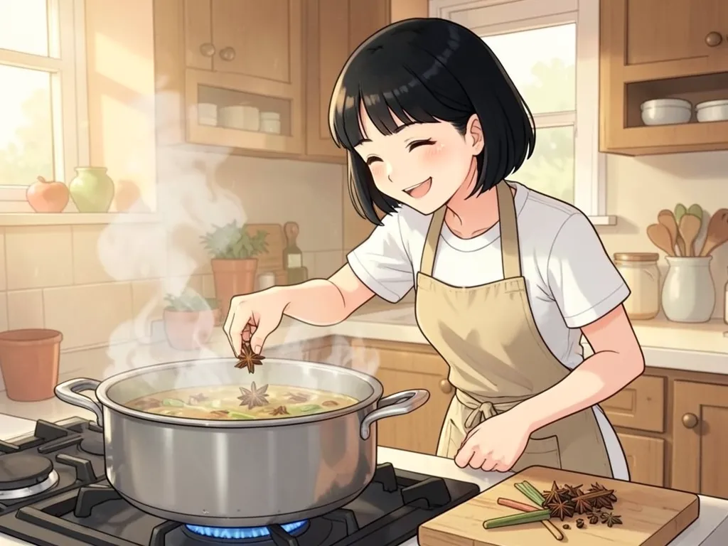 スパイスを鍋に入れて香りを楽しむ