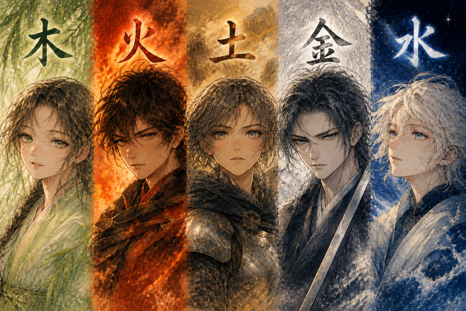 五行の五人(木・火・土・金・水)
